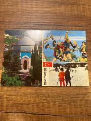 Yeşil türbe kılıçkalkan ve ulu dağda kayak Bursa hitit color kartpostalı 15x10.5 ebatında