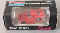63 CORVETTE HARDTOP MONOGRAM MINI EXATS #2026 HO 1989 YILI   1/87 ÖLÇEK SIFIR HİÇ KULLANILMAMIŞ SERGİLENMEMİŞ ORJİNAL AMBALAJINDA.
