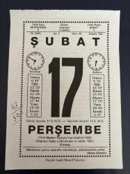 17 ŞUBAT 2005 - TAKVİM YAPRAĞI - DOĞUM GÜNÜ HEDİYESİ - BÜYÜK SAATLİ MAARİF TAKVİMİ - ALMAN ATASÖZÜ - FUAT BAYRAMOĞLU - TÜRK MEDENİ KANUNU'NUN YÜRÜLÜĞE GİRMESİ - MOLİER'İN VEFATI - ŞEYH ŞAMİL ÖLDÜ - DÜRÜST İNSAN
