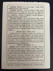 3 MART 2005 - TAKVİM YAPRAĞI - DOĞUM GÜNÜ HEDİYESİ - BÜYÜK SAATLİ MAARİF TAKVİMİ - ATATÜRK - TBMM TARAFINDAN HİLAFET KALDIRILDI - ZONGULDAK MADEN OCAĞI PATLAMASI - MEKTEB-İ SANAYİ- İ NEFİSE AÇILDI - MART AYI SAĞLIĞI - MART AYINDA
