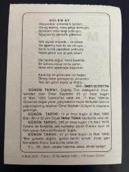 6 MART 2005 - TAKVİM YAPRAĞI - DOĞUM GÜNÜ HEDİYESİ - BÜYÜK SAATLİ MAARİF TAKVİMİ - İSMET İNÖNÜ - ÖMER SEYFETTİN - ÖMER SEYFETTİN'İN VEFATI - BAB-I ALİ'NİN ÜSTADI NEHAR TÜBLEK VEFAT ETTİ - FRANSIZ YAZAR EDMOND ROSTAND DOĞDU - ŞAİR KEMALETTİN KAMU VEFAT ETTİ