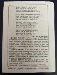 9 MART 2005 - TAKVİM YAPRAĞI - DOĞUM GÜNÜ HEDİYESİ - BÜYÜK SAATLİ MAARİF TAKVİMİ - NACİ KASIM - AŞIK ALİ İZZET ÖZKAN - YAZAR JEAN DOMİNİQUE BAUBY VEFAT ETTİ - TÜRK BALESİNİN KURUCUSU EDRİS STANNUS ÖLDÜ - LALELİ CAMİİ İBADETE AÇILDI