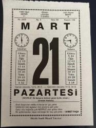 21 MART 2005 - TAKVİM YAPRAĞI - DOĞUM GÜNÜ HEDİYESİ - BÜYÜK SAATLİ MAARİF TAKVİMİ - AHMET PAŞA - AZMİ GÜLEÇ - KIŞ FASLININ SONU - BAHAR FASLI - NEVRUZ - YENİ YILIN TALİHİ - AŞIK VEYSEL - DÜNYA ŞİİR GÜNÜ