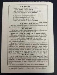 21 MART 2005 - TAKVİM YAPRAĞI - DOĞUM GÜNÜ HEDİYESİ - BÜYÜK SAATLİ MAARİF TAKVİMİ - AHMET PAŞA - AZMİ GÜLEÇ - KIŞ FASLININ SONU - BAHAR FASLI - NEVRUZ - YENİ YILIN TALİHİ - AŞIK VEYSEL - DÜNYA ŞİİR GÜNÜ