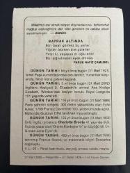 31 MART 2005 - TAKVİM YAPRAĞI - DOĞUM GÜNÜ HEDİYESİ - BÜYÜK SAATLİ MAARİF TAKVİMİ - İSMET İNÖNÜ - ATATÜRK - FARUK NAFİZ ÇAMLIBEL - 2.İNÖNÜ ZAFERİ - EYFEL KULESİ AÇILDI - İNGİLİZ ROMANCI CHARLOTTE BRONTE ÖLDÜ - FRANSIZ FİLOZOF DESCARTES DOĞDU