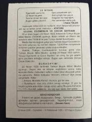 23 NİSAN 2005 - TAKVİM YAPRAĞI - DOĞUM GÜNÜ HEDİYESİ - BÜYÜK SAATLİ MAARİF TAKVİMİ - ATATÜRK - İ.HAKKI TALAS - ULUSAL EGEMENLİK VE ÇOCUK BAYRAMI - BURADAYIM - SEVGİ HERŞEYDİR