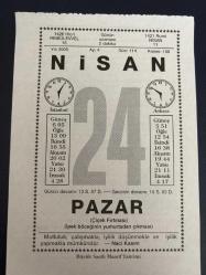 24 NİSAN 2005 - TAKVİM YAPRAĞI - DOĞUM GÜNÜ HEDİYESİ - BÜYÜK SAATLİ MAARİF TAKVİMİ - NACİ KASIM - AHMET NECDET - KALEM AŞISI ZAMANI - SEVGİ HERŞEYDİR