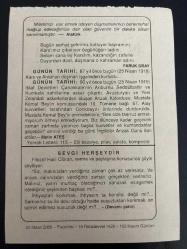 25 NİSAN 2005 - TAKVİM YAPRAĞI - DOĞUM GÜNÜ HEDİYESİ - BÜYÜK SAATLİ MAARİF TAKVİMİ - ATATÜRK - FARUK ORAY - METİN ATEŞ - KARS VE ARDAHAN DÜŞMAN İŞGALİNDEN KURTULDU - SEVGİ HERŞEYDİR