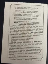 9 MAYIS 2005 - TAKVİM YAPRAĞI - DOĞUM GÜNÜ HEDİYESİ - BÜYÜK SAATLİ MAARİF TAKVİMİ - COSİNO DE GREGRİO - YUNUS EMRE - NACİ KASIM - DR.HÜSREV HATEMİ - DAVUT PAŞA LİSESİ KURULDU - ŞAİR HAŞİM NEZİHİ OKAY ÖLDÜ