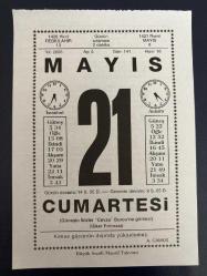 21 MAYIS 2005 - TAKVİM YAPRAĞI - DOĞUM GÜNÜ HEDİYESİ - BÜYÜK SAATLİ MAARİF TAKVİMİ - A.CAMUS - RONİ MARGULİES - GÜNEŞ İKİZLER BURCUNDA - AMERİKALI HAVACI CHARLES LİNGBERG ATLANTİK'İ TEK BAŞINA AŞARAK PARİSE İNDİ - İKİZLER BURCUNDA DOĞANLAR