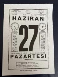 27 HAZİRAN 2005 - TAKVİM YAPRAĞI - DOĞUM GÜNÜ HEDİYESİ - BÜYÜK SAATLİ MAARİF TAKVİMİ - ÖZBEK İNCEBAYRAKTAR - TÜRK DEVLETİNDE İLK DÜZENLİ ORDU KURULDU - YAZAR AHMET MİTHAT EFENDİ TARAFINDAN TERCÜMAN-I HAKİKAT ADLI GAZETE ÇIKARILDI - SOKOLLU MEHMET PAŞA SADRAZAM OLDU
