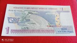 1 YENİ TÜRK LİRASI BANK NOT