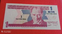 1 YENİ TÜRK LİRASI BANK NOT