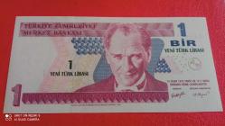 1 YENİ TÜRK LİRASI BANK NOT