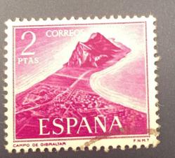 İspanya Pulu - Spain Stamp - Postadan Geçmiş Pul Filateli - Damgalı - Cebelitarık Kayası Temalı Pul, 2 PARA - YABANCI PULLAR -NOSTALJİK DOĞUM GÜNÜ HEDİYESİ