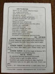 6 TEMMUZ 2005 - TAKVİM YAPRAĞI - DOĞUM GÜNÜ HEDİYESİ - BÜYÜK SAATLİ MAARİF TAKVİMİ - ATATÜRK - AZİZ NESİN - HZ.MUHAMMED'E AİT KUTSAL EŞYALAR MISIR FATİHİ YAVUZ SULTAN SELİM'E TESLİM EDİLDİ - KUDUZ AŞISI BULUNDU - TROMPETİST LOUİS ARMSTRONG ÖLDÜ