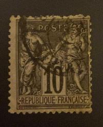 Fransa Pulu - France Stamp - Postadan Geçmiş Pul Filateli - DAMGALI - YUNAN TANRISI PAX ve MERKÜR  TEMALI PUL, 10 PARA - YABANCI PULLAR- NOSTALJİK DOĞUM GÜNÜ HEDİYESİ