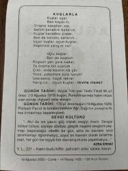 19 AĞUSTOS 2005 - TAKVİM YAPRAĞI - DOĞUM GÜNÜ HEDİYESİ - BÜYÜK SAATLİ MAARİF TAKVİMİ - TEVFİK FİKRET - FİKRET'İN VEFATI - PROF.PARROT İLE BERABERİNDEKİLER AĞRI DAĞINI TIRMANDI - AZRA ERHAT
