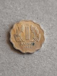 1938 1 Kuruş Nikel çok iyi Kondüsyonda orjinaldir.