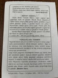 18 EYLÜL 2005 - TAKVİM YAPRAĞI - DOĞUM GÜNÜ HEDİYESİ - BÜYÜK SAATLİ MAARİF TAKVİMİ - HZ.MUHAMMED - BERAT KANDİLİ - YORGUNLUĞU YENMEK