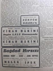 Cumhuriyet Gazetesi - 21 İkinciteşrin (Kasım) 1942 - Dördüncü Kış Başmakale - İstanbul'da Fırtınanın Yaptıkları Alibeyköyünü Ve Silahtarağa Elektrik Fabrikasını İstila Eden Seller Fotoğraf - Milli Korunma Kanununda Tadilat Layihası Son Şeklini Aldı - Tunus'a Giren Müttefik Ordu - Libya'da Mihver Ordusu Bingaziyi Tahliye Etti - Sovyet Harp Tebliği - Askeri Vaziyet Şark Cephesinde Ve Afrika'da Harekat Yazan Emekli General H. Emir Erkilet Yazı Dizisi - Bir Acı Hikaye Yazan Nadir Nadi - Almanya İle 10 Milyon Kilo Fındık İçin Anlaşma Yapıldı - Cihan Hakimi Bugün Lale Sinemasında - Safiye Ayla Ve Müzeyyen Senar Yardım Konseri İstanbul Gazinosunda - Kar İzleri Örttü Yazan Henri Bordeaux Yazı Dizisi - Yer Meselesi Yazan Burhan Felek Köşe Yazısı - Hadiselerin Ortaşarktaki Tesiri Yazan Ömer Rıza Doğrul Köşe Yazısı - Arlon Saat Mağazaları - Bugünkü Radyo Programı -  Dolska Yeni Terzi Evi - Horoz Marka Anilin Paket Boyaları - Blaupunkt Radyoları