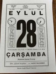 28 EYLÜL 2005 - TAKVİM YAPRAĞI - DOĞUM GÜNÜ HEDİYESİ - BÜYÜK SAATLİ MAARİF TAKVİMİ - HZ.MUHAMMED - ORHAN KARAVELİ - GENERAL KAZIM KARABEKİR DOĞU'DA ERMENİLERİ BOZGUNA UĞRATTI - DR.LOUİS PASTEUR ÖLDÜ - MÜMTAZ ARIKAN