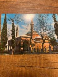 Yeşil Bursa muradiye cami keskin  color kartpostalı 15x10.5 ebatında