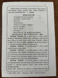 11 EKİM 2005 - TAKVİM YAPRAĞI - DOĞUM GÜNÜ HEDİYESİ - BÜYÜK SAATLİ MAARİF TAKVİMİ - ATATÜRK - M.SUNULLAH ARISOY - MUDANYA MÜTAREKESİ - KIYAFET KANUNU KABUL EDİLDİ - YAZARIMIZ FAKİR BAYKURT ALMANYA'DA VEFAT ETTİ - ORKESTRA ŞEFİ HİKMET ŞİMŞEK VEFAT ETTİ