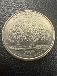 Amerika USA ABD ¼ Dolar , 1999 Connecticut State Quarter Darphane işareti 