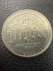 Amerika USA ABD ¼ Dolar , 2016 Harpers Ferry Ulusal Tarihi Parkı Darphane işareti 