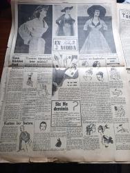 Cumhuriyet Pazar Gazetesi - 19 Nisan 1953 - Yedi Dakika Yazan Doğan Nadi - Renkli Karikatür - Fenerbahçe Karaya Köprü İle Bağlanacak Yazan Kazım Kip - Soğuk Harbin Gizli Dosyalarından Rus Casusu Olga Larissa Nasıl Tuzağa Düşürüldü - Haftanın Şakaları Yazan Burhan Felek - Hikaye Gümüş Kutu Yazan Cenap Ozankan - Ingrid Bergman Casablanca Filminde Paul Henreid İle Beraber Fotoğraf - Ingrid Bergman Kocası Rosselin ve Çocuklarıyla Evinde - En Sevdiğim Rol Muzaffer Arslan Anlatıyor - Jane Russell İle Marilyn Monroe Rekabeti Fotoğraf - İlk Filmi İle Oscar Mükafatı Kazanan Bir Artist Shirley Booth Fotoğrafı - Ev Kadın Moda Köşesi - Sanat Taşın Istırabı Yazan Zeynel Akkoç - Boş Vaktinizi Hoş Geçirmek İçin Eğlence Köşesi - Tıp Dünyasında Mucizeler Yaratan Bir Keşif - Saatte 300 Km. Hızla 4800 Metreden İndi - Herkesin Gözü Önünde İlk Atom Denemesi Fotoğraf - İster İnan İster İnanma Yazan Ripley