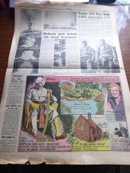 Cumhuriyet Pazar Gazetesi - 19 Nisan 1953 - Yedi Dakika Yazan Doğan Nadi - Renkli Karikatür - Fenerbahçe Karaya Köprü İle Bağlanacak Yazan Kazım Kip - Soğuk Harbin Gizli Dosyalarından Rus Casusu Olga Larissa Nasıl Tuzağa Düşürüldü - Haftanın Şakaları Yazan Burhan Felek - Hikaye Gümüş Kutu Yazan Cenap Ozankan - Ingrid Bergman Casablanca Filminde Paul Henreid İle Beraber Fotoğraf - Ingrid Bergman Kocası Rosselin ve Çocuklarıyla Evinde - En Sevdiğim Rol Muzaffer Arslan Anlatıyor - Jane Russell İle Marilyn Monroe Rekabeti Fotoğraf - İlk Filmi İle Oscar Mükafatı Kazanan Bir Artist Shirley Booth Fotoğrafı - Ev Kadın Moda Köşesi - Sanat Taşın Istırabı Yazan Zeynel Akkoç - Boş Vaktinizi Hoş Geçirmek İçin Eğlence Köşesi - Tıp Dünyasında Mucizeler Yaratan Bir Keşif - Saatte 300 Km. Hızla 4800 Metreden İndi - Herkesin Gözü Önünde İlk Atom Denemesi Fotoğraf - İster İnan İster İnanma Yazan Ripley