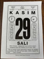 29 KASIM 2005 - TAKVİM YAPRAĞI - DOĞUM GÜNÜ HEDİYESİ - BÜYÜK SAATLİ MAARİF TAKVİMİ - RAKIM ZİYAOĞLU - CEVAP ÇAPAN - TÜRK MUSİKİ ÜSTADLARINDAN HAMMAMMİZADE İSMAİL DEDE ÖLDÜ - PAŞABAHÇE ŞİŞE VE CAM FABRİKASI AÇILDI - BESTECİ NECİP CELAL ANTEL VEFAT ETTİ