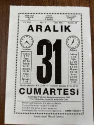 31 ARALIK 2005 - TAKVİM YAPRAĞI - DOĞUM GÜNÜ HEDİYESİ - BÜYÜK SAATLİ MAARİF TAKVİMİ - AHMET ÖZSOY - HASAN ALİEV HALİLOV - DR. OSMAN NEBİOĞLU