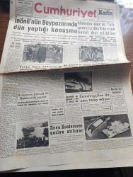 Cumhuriyet Gazetesi - 13 Kasım 1959 - Ah Sizler Hele Sizler Yazan Nadir Nadi Başmakale - İsmet İnönü'nün Beypazarında Dün Yaptığı Konuşma Fotoğraf - Mahkum Olan Üç Türk Gemicisi Dün Kıbrıs'tan Hudut Dışı Edildiler - 45 Amerikan Subay Ve Assubayı İzmir'deki Vazifelerinden Alındılar - İl Olmayan Edremit İle Bandırma'da Teessür - Bizim Deniz Tankeri Denizde Fotoğraf - Bir Peynir Hikayesi Yazan Fakir Baykurt -  Neslon Krem - Resmi Otomobiller Yazan Burhan Felek Köşe Yazısı - Tito Türkiye'nin Belgrad Büyükelçisi Şadi Kavur'a Madalya Verdi - Alaca Çorap Yazan Nihal Karamağaralı Yazı Dizisi - Amerika'nın En Meşhur Kadınları - İstanbul Ankara Radyosu Programı - İstanbul Tiyatrosunda Bulunmaz Pansiyon Oyunu - Avrupa Basketbol Şampiyonası İçin Fenerbahçe'nin Kadrosu - Fenerbahçe Karagümrüğe Dünkü Maçta 2 0 Yenildi Fotoğraf - Basketbol Başlarken Yazan Şinasi Önengüt - Darüşşafaka Basketbol Takımı Mevsime En İyi Girenlerden Fotoğrafı - Hafif Siklet Dünya Boks Şampiyonu Perez