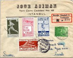 1940 ON BİRİNCİ BALKAN OYUNLARI TAM SERİ PULLU POSTADAN GEÇMİŞ ZARF. ARKA YÜZÜNDE VARIŞ DAMGASI DA VAR.. HER ZAMAN ÇIKMAZ, KOLAY KOLAY BULUNMAZ.