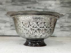 Antika Osmanlı Kalem İşçilikli Bakır Büyük Kase