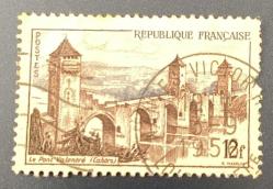 Fransa Pulu - France Stamp - Postadan Geçmiş Pul Filateli - 1956 Damgalı - Valentre Köprüsü Temalı Pul, 12 PARA - YABANCI PULLAR- NOSTALJİK DOĞUM GÜNÜ HEDİYESİ
