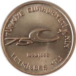 Türkiye Cumhuriyet 1999 Yılı 100 000 Lira 75. Yılı Hatıra Parası 0854