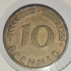 ALMANYA 1950 F  10 PFENNIG  KAPAMASINDA