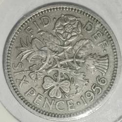 İNGİLTERE 1956   6 PENCE   KAPAMASINDA