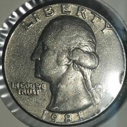 AMERİKA  1981   25 CENT   ÇEYREK DOLAR    KAPAMASINDA