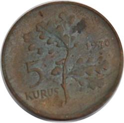 Türkiye Cumhuriyet 1970 Yılı 5 Kuruş 8970