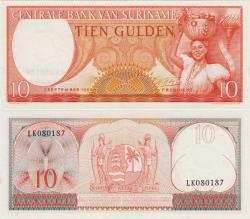 SURİNAM 10 GULDEN 1963 ÇİL KONDİSYON.