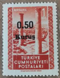 1952 0.50 KURUŞ SÜRŞARJLI POSTA PULU MNH