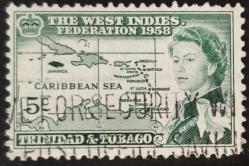 +++  TRINIDAD TOBAGO HARİTA 1958    5C  - DAMGALI