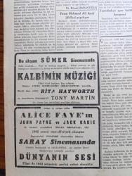 Cumhuriyet Gazetesi - 19 İkincikanun (Ocak) 1943 - Irak Hükümetinin Kararı Cumhuriyet Başmakale - Leningrad Şehri Dün Ablukadan Kurtuldu - Şark Cephesinde Karlar Üzerinde Beyazlar Giyinmiş Rus Askerleri Hücuma Kalkıyor Fotoğrafı - Alman Harp Tebliği - Alman Tayyareleri Şiddetli Hücumlarından Sonra Harap Olan Londra Mahalleleri Fotoğraf - İnönü Ansiklopedisi - Çiçek Aşısı Aşılanmayanlara Yeni Ekmek Karnesi Verilmeyecek - Askeri Vaziyet 5. Rus Taarruzunun Muhtemel Neticeleri Yazan Emekli General H. Emir Erkilet Yazı Dizisi - Hükümetin Mühim Kararı Buğday Her Yerde Serbest Olarak Satılacak - 8. Ordu Trablusa Doğru İlerliyor - Tıbbi Tetkikler Harp Ve Hastalıklar Yazan Doktor Kemal Saraçoğlu - Kıymetli Felsefe Profesörü Mehmet Ali Ayni Jübilesi Yapılıyor - Kalbimin Müziği Filmi Başrolde Rita Hayworth Ve Tony Martin Bu Akşam Sümer Sinemasında - Fenerbahçe Spor Kulübünün Kongresi - Varlık Vergisi Vermemek İçin Hataya Kaçan Musevi Yakalanarak Ankara'ya Getirildi - İstanbul Belediyesi Tiyatro
