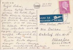 1975 YILI POSTADAN GEÇMİŞ MUĞLA BODRUM GÖRSELLİ PARÇALI KARTPOSTAL