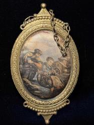 Made in Italy Miniature Çerçeve - Kabartma Bronz, Kumaş Üzerine Baskı Tablo