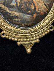 Made in Italy Miniature Çerçeve - Kabartma Bronz, Kumaş Üzerine Baskı Tablo